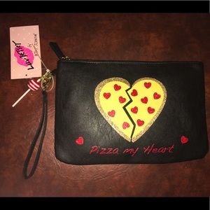 Betsey Johnson Pizza My Heart Clutch Wristlet NWT